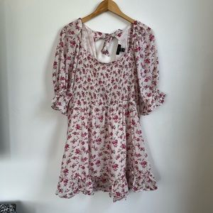 ASOS Rose Floral Babydoll Dress with Tied Bow Back